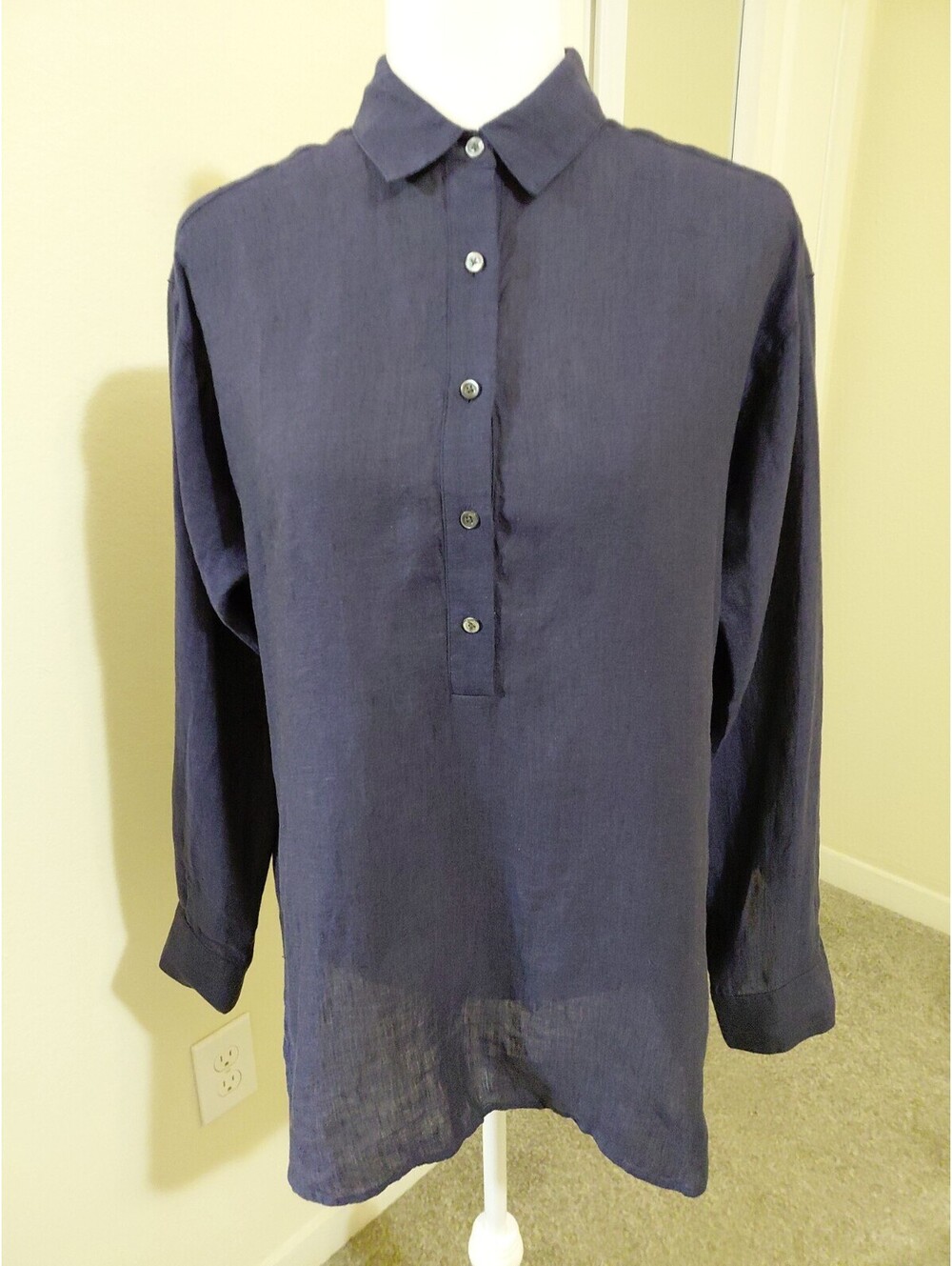 J. McLaughlin Fallon Linen Popover Tunic Blue Size S Excellent Condition #950